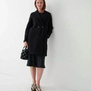 J Crew Daphne Topcoat Italian Boiled Wool Long Black Coat 2P Petite